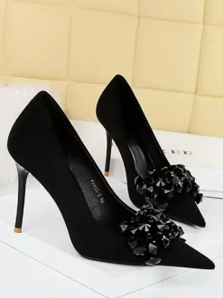 Escarpins Femmes Talons Hauts Talon Aiguille Daim Cuir