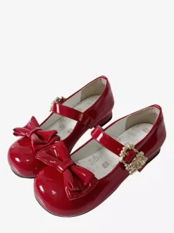 Escarpins Lolita à n艙uds bout rond talon compensé en cuir PU