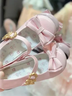 Escarpins Lolita à n艙uds bout rond talon compensé en cuir PU