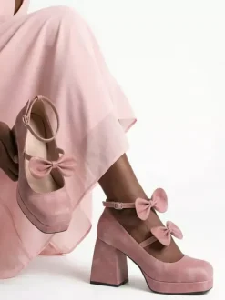 Escarpins Lolita Sweet n艙uds vert foncé tige en micro-daim talon compensé.