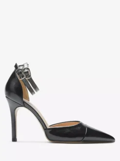 Escarpins noirs à talons hauts pour femmes bout pointu et bride cheville