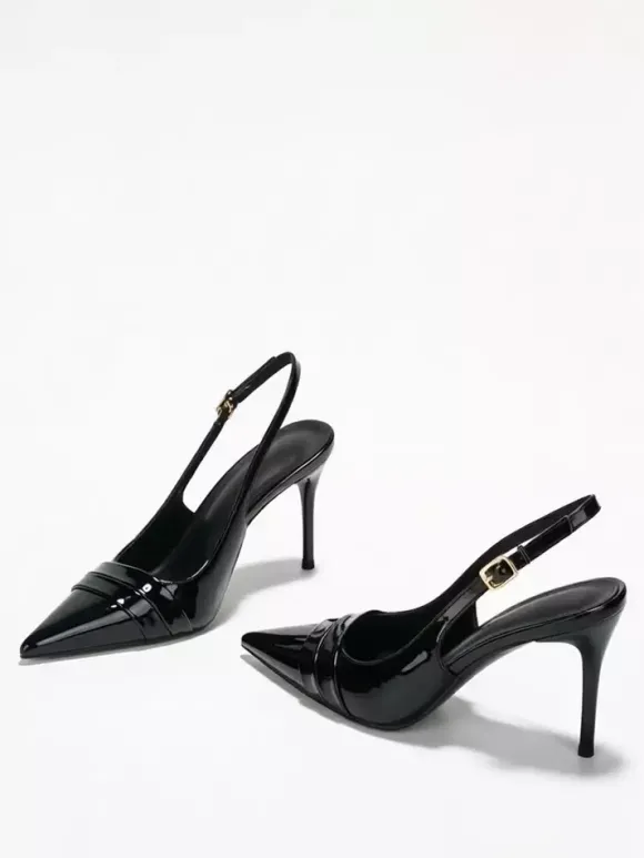 Escarpins nude à bout pointu et talons aiguilles chaussures de bal à enfiler