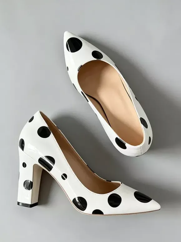 Escarpins vintage pour femmes à talons compensés et pois à enfiler