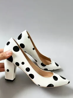 Escarpins vintage pour femmes à talons compensés et pois à enfiler