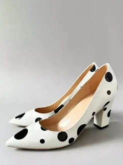 Escarpins vintage pour femmes à talons compensés et pois à enfiler