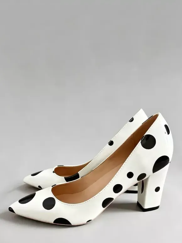 Escarpins vintage pour femmes à talons compensés et pois à enfiler