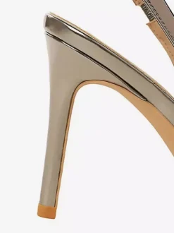 Escarpins argentés à talons hauts bout pointu à enfiler