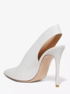 Escarpins blancs à talons hauts pour femmes bout pointu et bride arrière