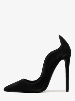 Escarpins en daim à talons hauts bout pointu à enfiler pour femme