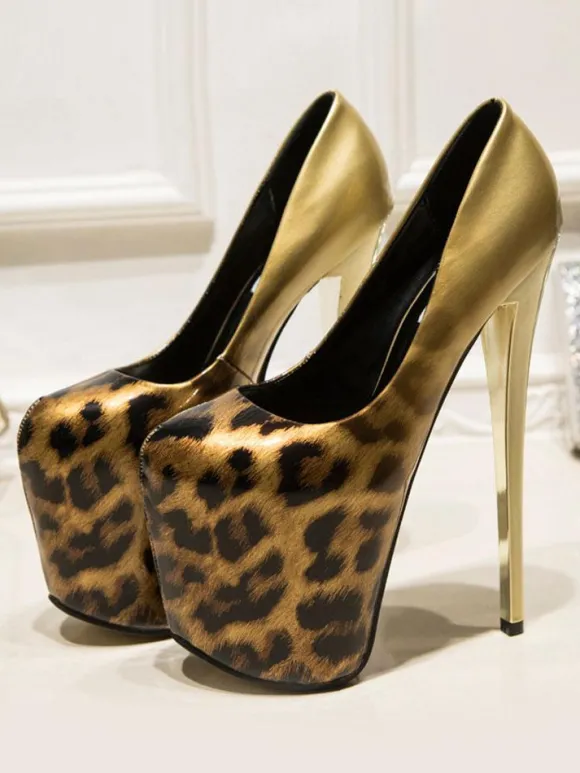 Escarpins femme plateforme talon haut argent brillante en PU