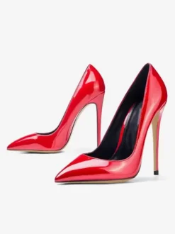 Escarpins femme talon haut vernis rouge bout pintu Chaussures sexy