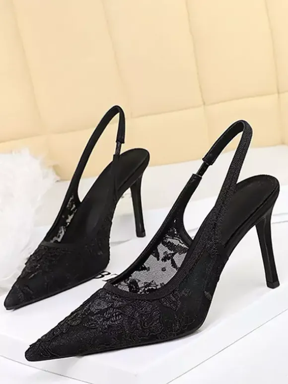 Escarpins à lacets pour femmes bout pointu et bride arrière