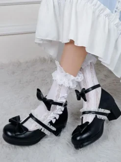 Escarpins Lolita à bout rond en cuir PU à bout rond blanc