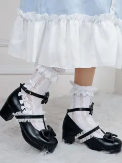 Escarpins Lolita à bout rond en cuir PU à bout rond blanc