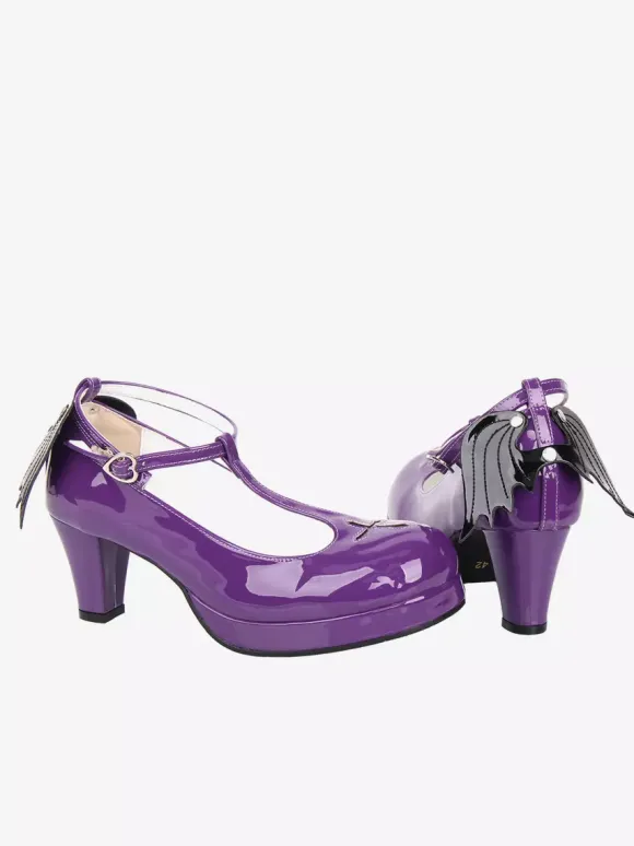 Escarpins Lolita violets à plateforme Sweet Cross en cuir PU