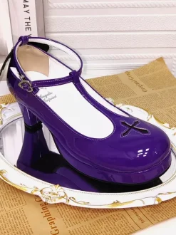 Escarpins Lolita violets à plateforme Sweet Cross en cuir PU