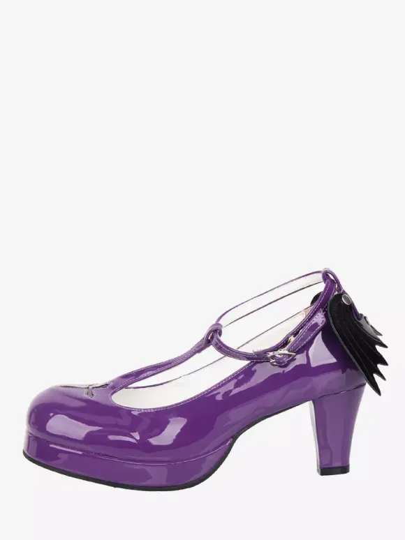 Escarpins Lolita violets à plateforme Sweet Cross en cuir PU