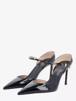 Escarpins noirs à bout pointu et boucle pour femme