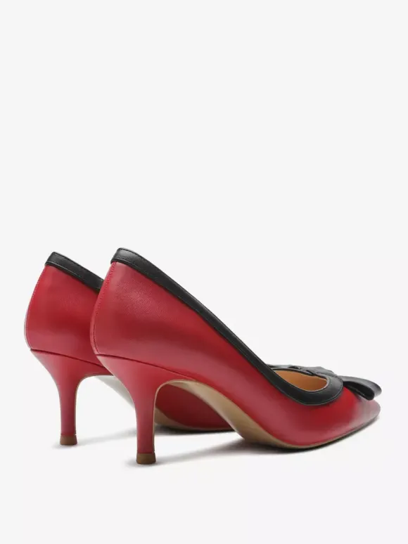 Escarpins à petits talons bout pointu noir n艙ud à enfiler pour femmes