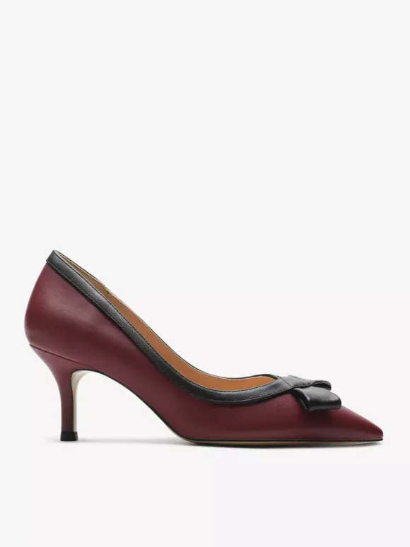 Escarpins à petits talons bout pointu noir n艙ud à enfiler pour femmes
