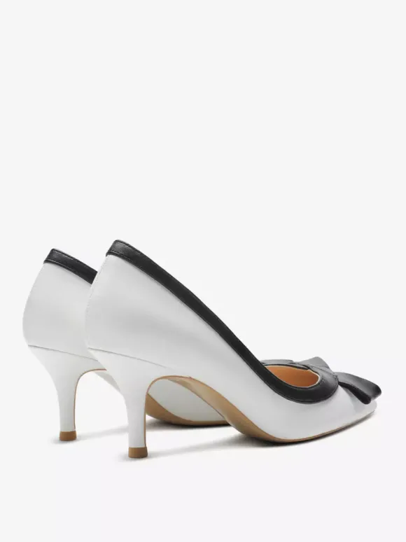 Escarpins à petits talons bout pointu noir n艙ud à enfiler pour femmes