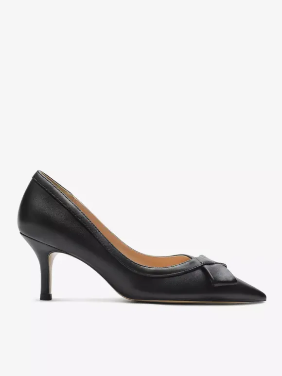 Escarpins à petits talons bout pointu noir n艙ud à enfiler pour femmes