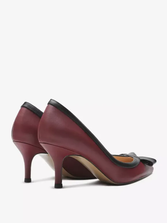 Escarpins à petits talons bout pointu noir n艙ud à enfiler pour femmes