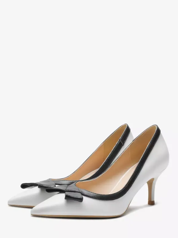 Escarpins à petits talons bout pointu noir n艙ud à enfiler pour femmes