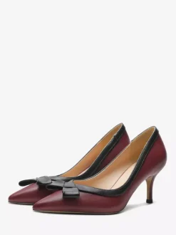 Escarpins à petits talons bout pointu noir n艙ud à enfiler pour femmes