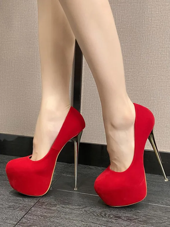 Escarpins sexy à bout amande pour femmes talon aiguille dessus en micro-daim