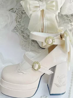 Escarpins Sweet Lolita à plateforme n艙uds roses style Mary Jane