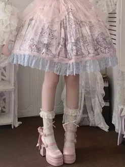 Escarpins Sweet Lolita à plateforme n艙uds roses style Mary Jane
