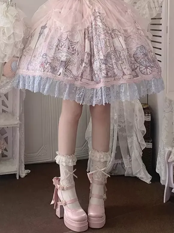 Escarpins Sweet Lolita à plateforme n艙uds roses style Mary Jane