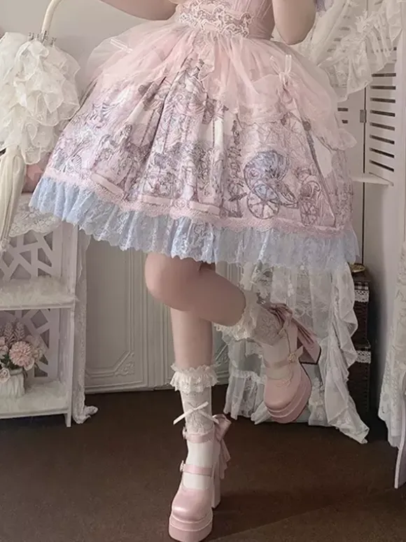 Escarpins Sweet Lolita à plateforme n艙uds roses style Mary Jane