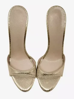 Escarpins à talons aiguilles à bout rond pour femmes en cuir PU