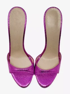 Escarpins à talons aiguilles à bout rond pour femmes en cuir PU