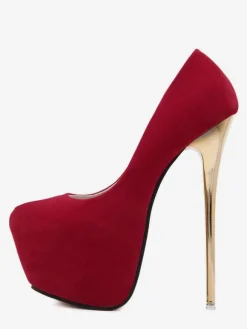 Escarpins à talons aiguilles et plateforme rouges sexy pour femmes