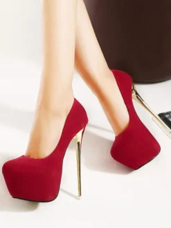 Escarpins à talons aiguilles et plateforme rouges sexy pour femmes
