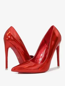 Escarpins à talons aiguilles et bout pointu rouges pour femmes grande taille