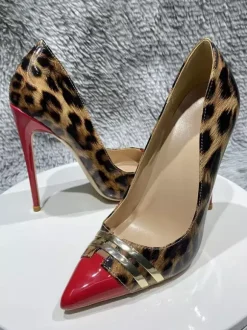 Escarpins à talons aiguilles sexy pour femmes bout pointu imprimé léopard