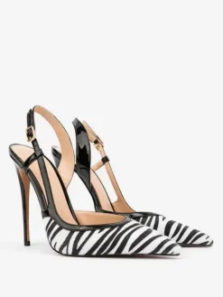 Escarpins À Talons Hauts Bout Pointu À Bride Pour Femmes Imprimé Zèbre