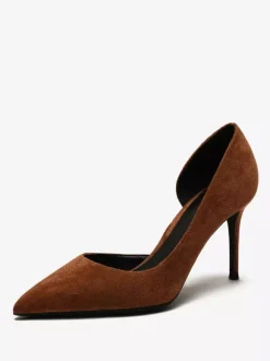 Escarpins à talons hauts en daim chaussures habillées rouges à bout pointu et à talons aiguilles