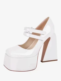 Escarpins à talons hauts femmes chaussures à boucle chics bout carré talon épais cuir PU