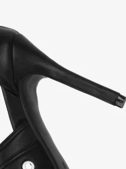 Escarpins à talons hauts noirs à bout pointu et boucle chaussures femme
