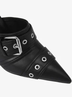 Escarpins à talons hauts noirs à bout pointu et boucle chaussures femme