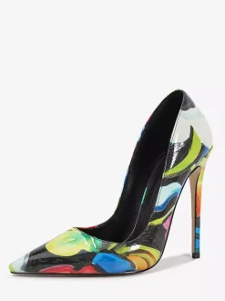 Escarpins à talons hauts pour femmes bout pointu à motifs à enfiler
