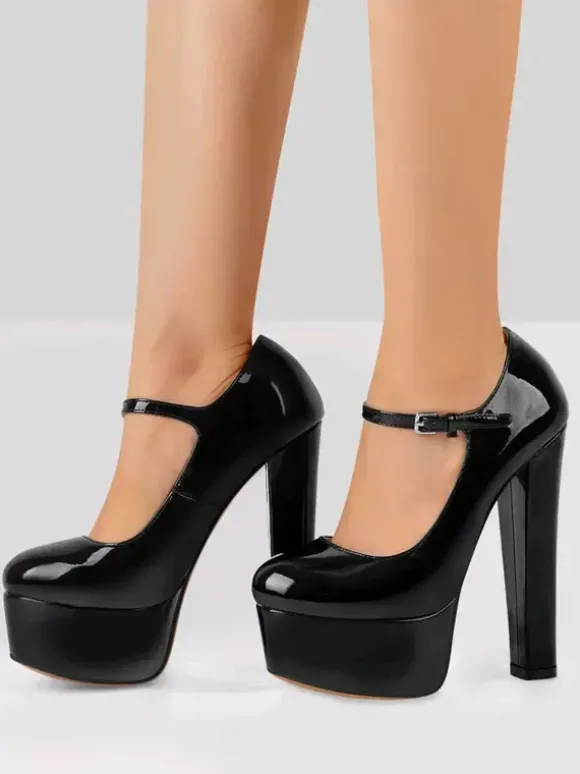 Escarpins à talons hauts rouges pour femmes chaussures Sexy à plateforme Sky High Mary Jane