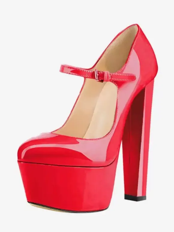Escarpins à talons hauts rouges pour femmes chaussures Sexy à plateforme Sky High Mary Jane