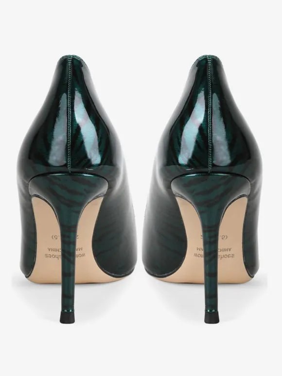 Escarpins Talons pour femmes sexy imprimé zèbre bout pointu talon aiguille en cuir verni