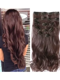 Extension Cheveux Synthétique Rajout de cheveux Boucles de Cheveux Longues